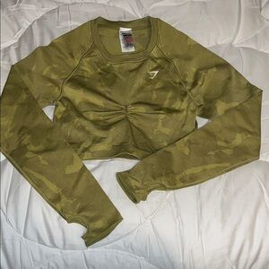 GYMSHARK Adapt Camo long sleeve crop